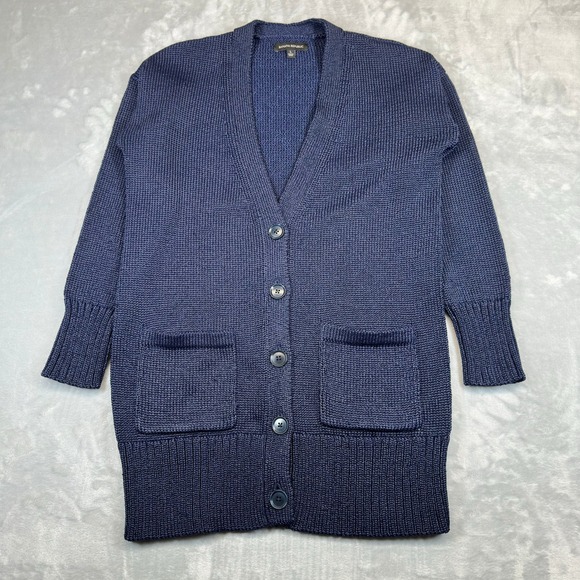 Banana Republic Sweaters - Banana Republic Cardigan Womens L Navy Metallic Cardi Longline Chunky Knit
